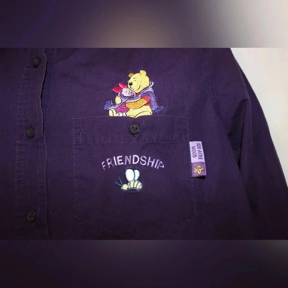 Women’s Disney Winnie the Pooh 100 Acre Woods Friendship Long Sleeve Button Up L - Picture 4 of 16